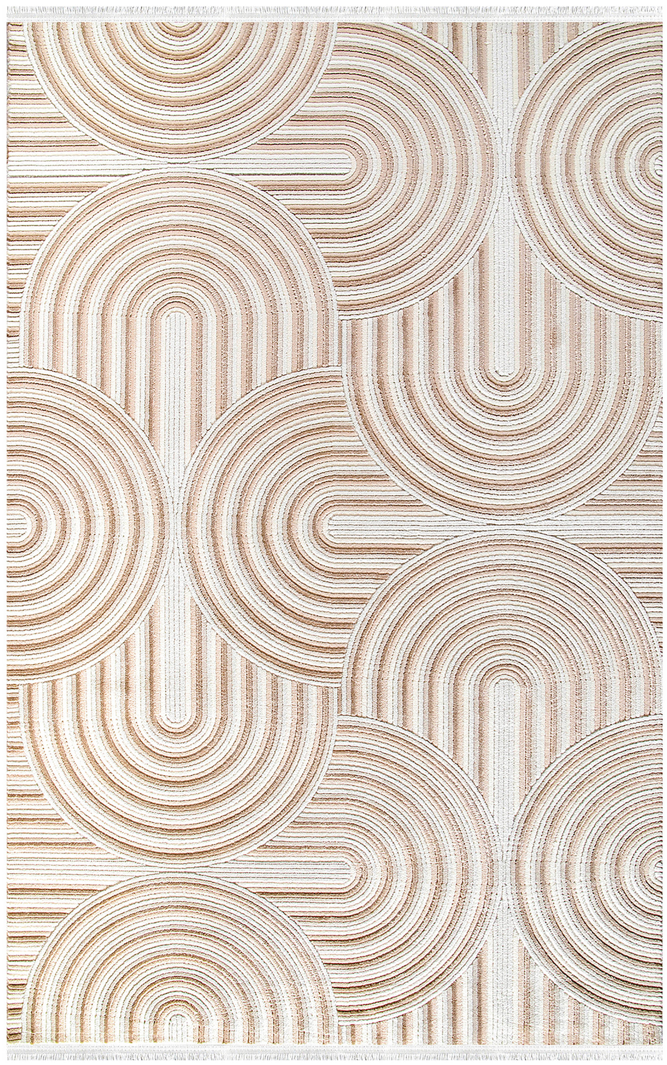 Vola 2901 Soft Textured Modern Living Room Kitchen Hallway Rug, Cream, Dust-Free Machine-Made Carpet