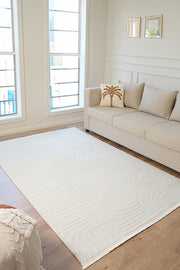 Vola 2906 Yumuşak Dokulu Modern Salon Mutfak Koridor Halısı Krem Tozumaz Makine Halısı