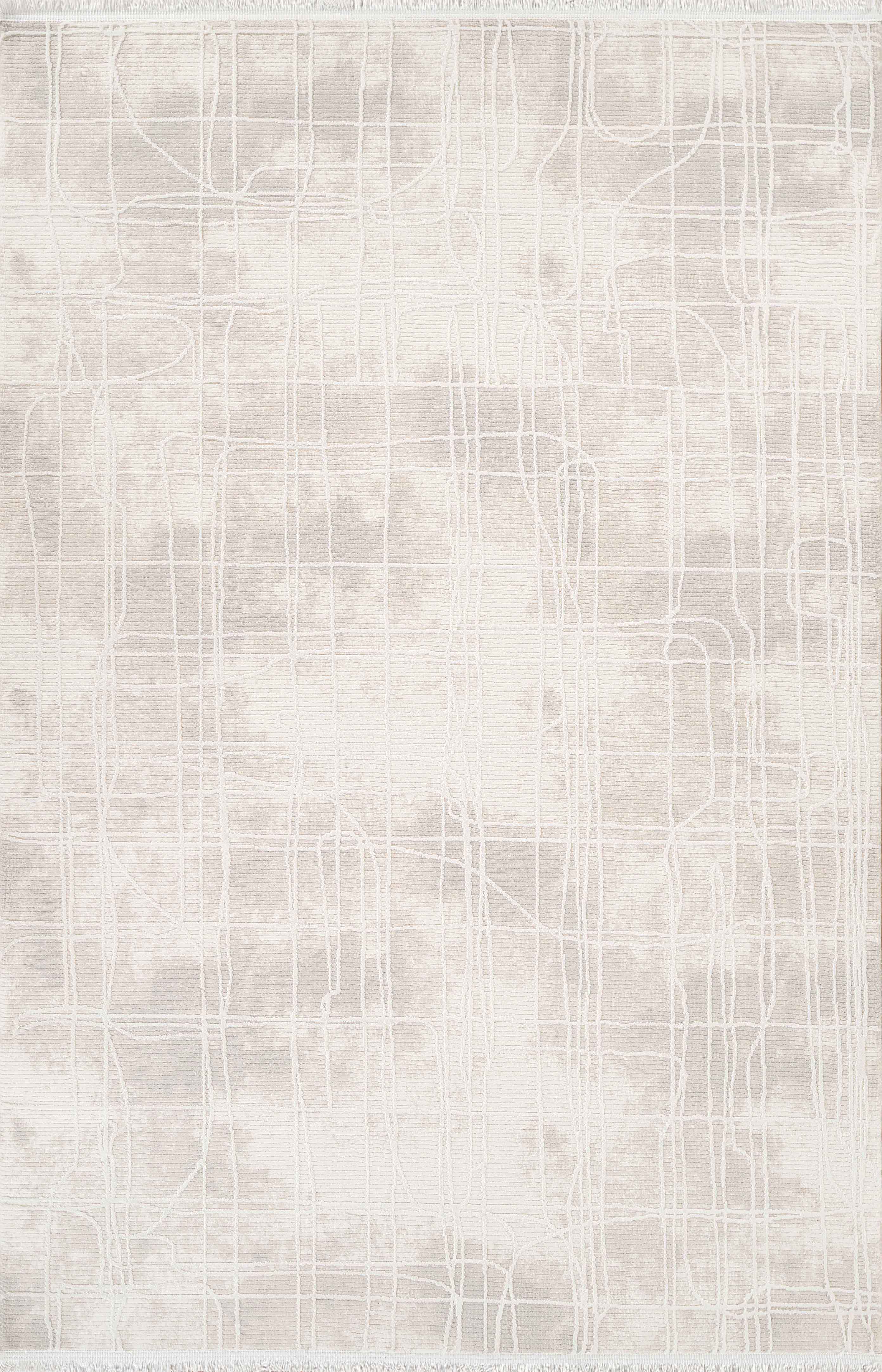 Vola 2909 Soft Textured Modern Living Room Kitchen Hallway Rug, Cream, Dust-Free Machine-Made Carpet