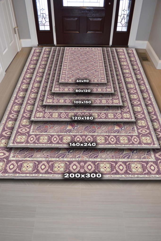 Yıkanabilir Dokuma Pamuk Tabanlı Kaymaz Tabanlı Salon Halısı, Mor Renkli Oturma Odası Halısı
