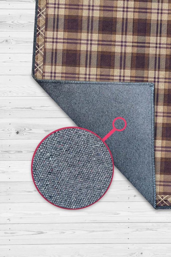 Yıkanabilir Dokuma Pamuk Tabanlı Kaymaz Tabanlı Salon Halısı, Rustik Damalı Halı, Ekose Halı