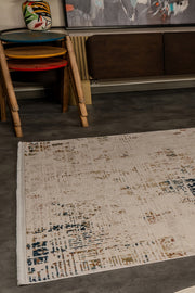 Zenta ZN001 Krem Mavi Hav Toz Vermez Salon Mutfak Koridor Oturma Odası Yolluk Halı Makine Halısı