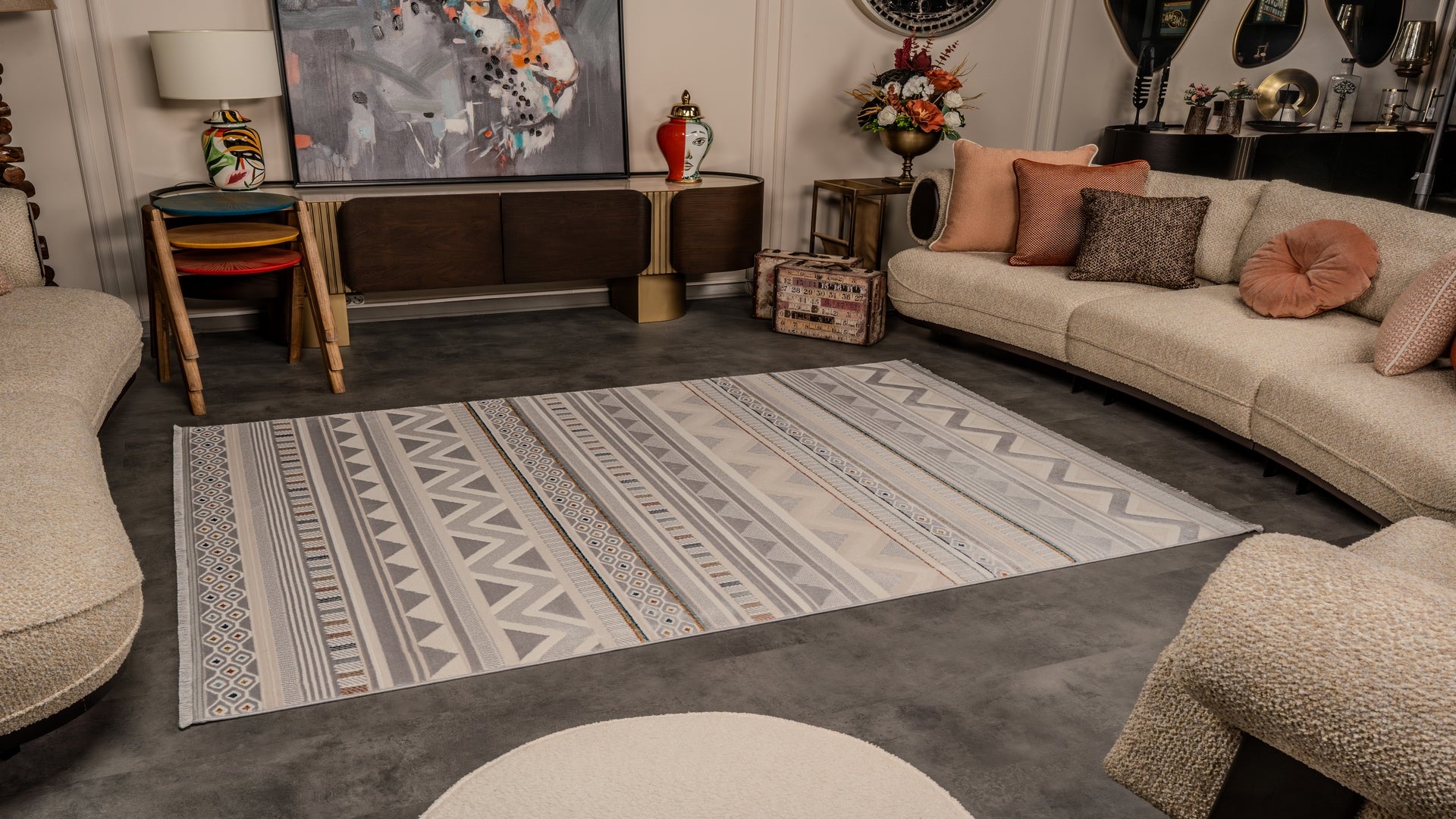 Zenta ZN005 Çok Renkli Hav Toz Vermez Salon Mutfak Koridor Oturma Odası Yolluk Halı Makine Halısı