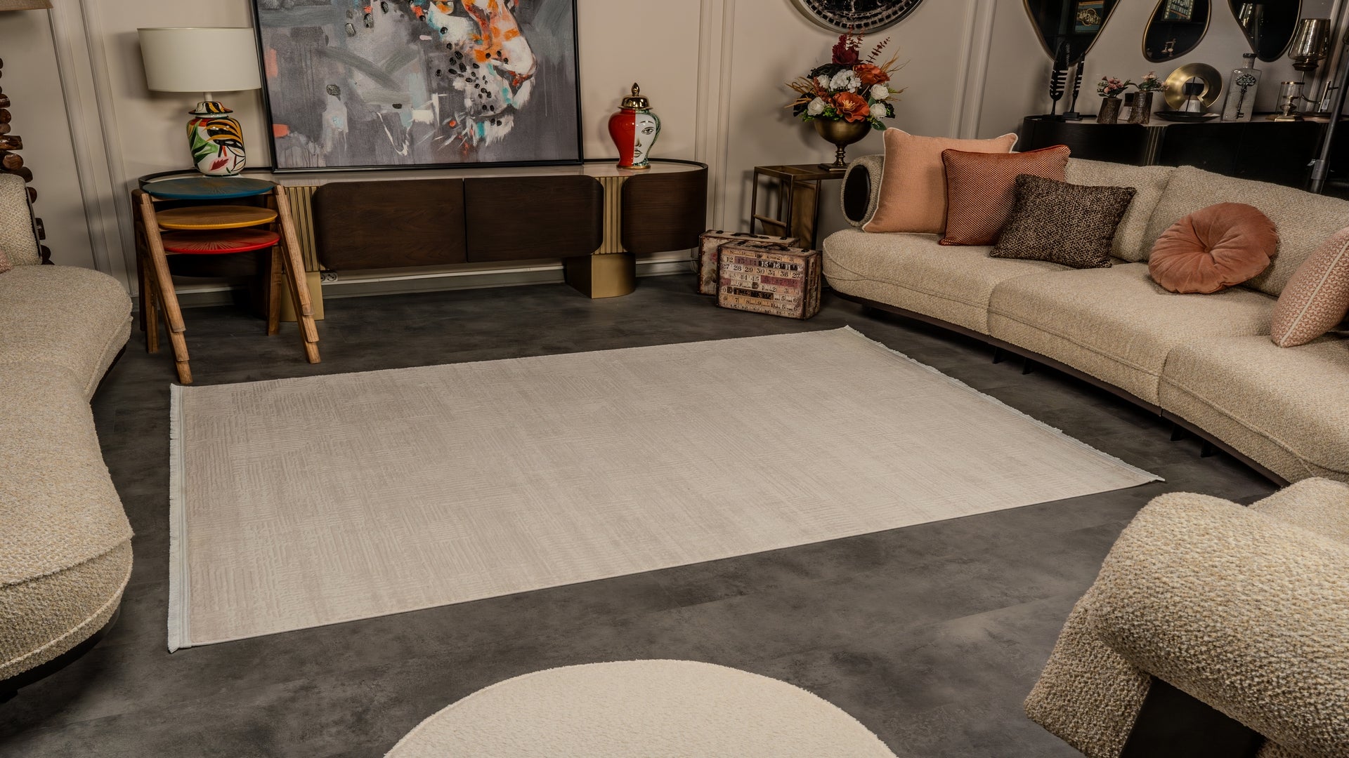 Zenta ZN008 Krem Hav Toz Vermez Salon Mutfak Koridor Oturma Odası Yolluk Halı Makine Halısı