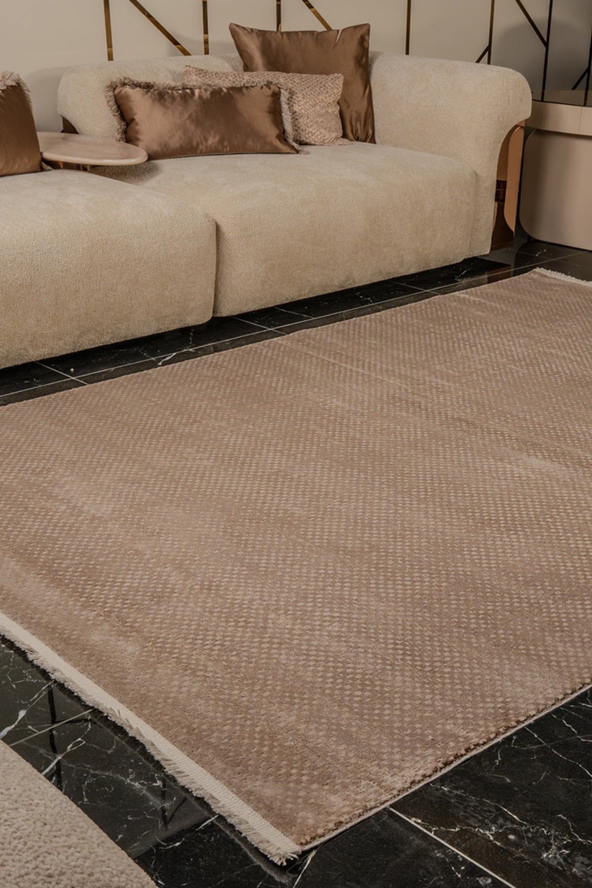 Zett ZE001 Brown Durable Soft Textured Living Room Kitchen Hallway Sitting Room Runner Rug