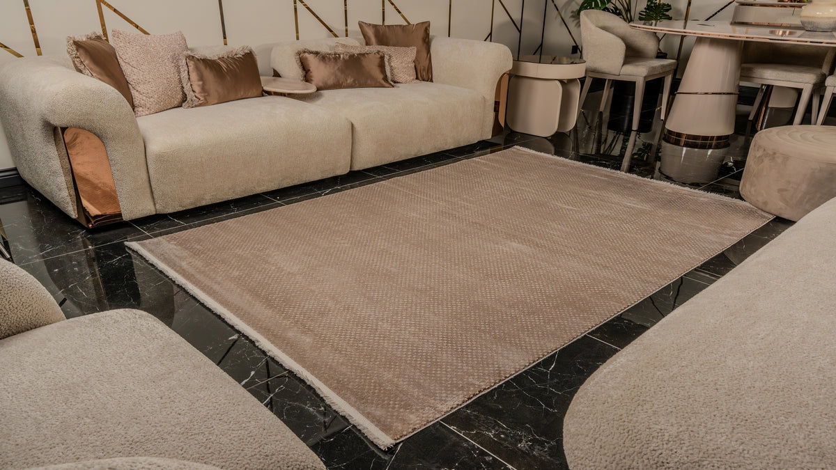 Zett ZE001 Brown Durable Soft Textured Living Room Kitchen Hallway Sitting Room Runner Rug