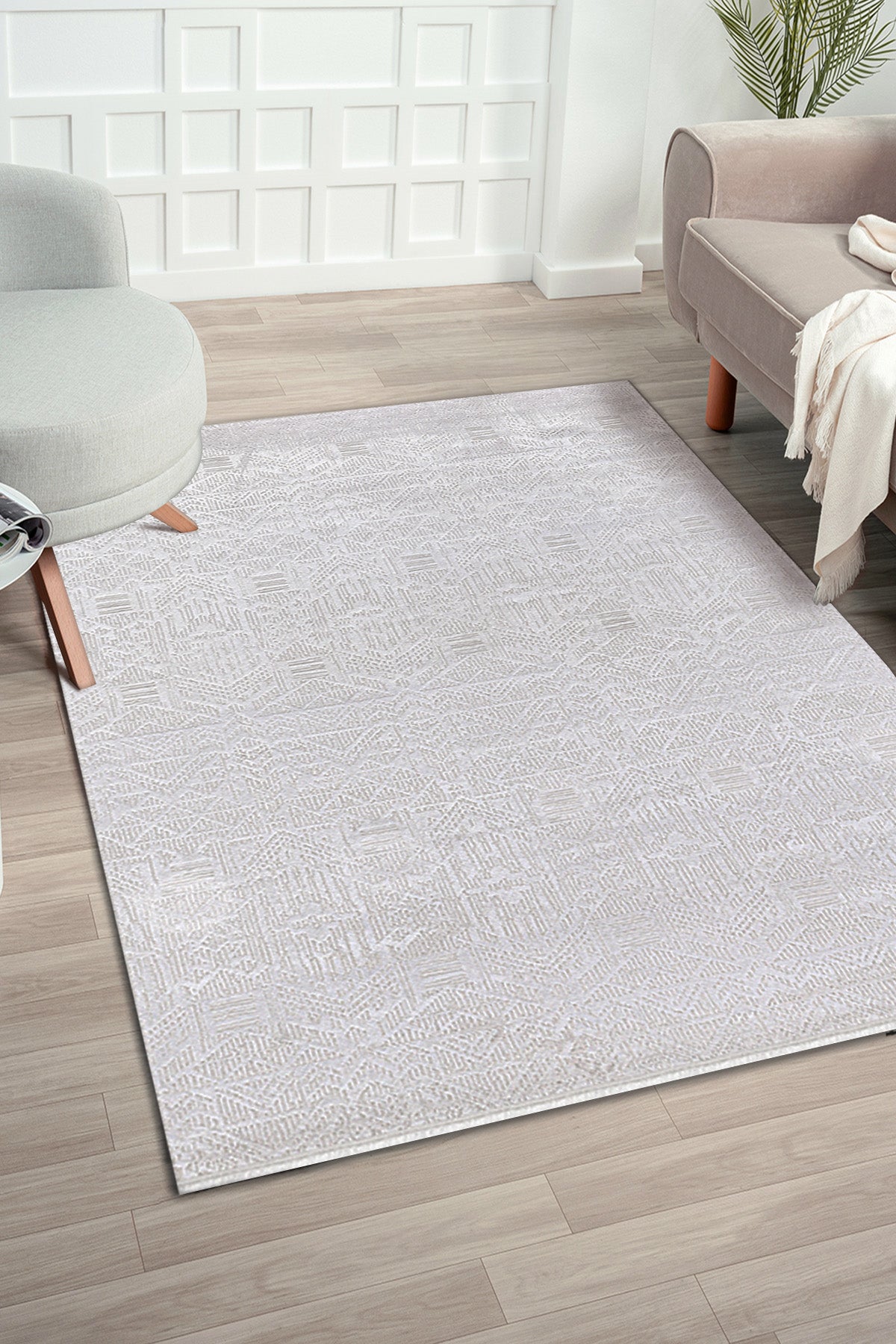 Zett ZE002 Weißer, strapazierfähiger, weicher Läufer für Wohnzimmer, Küche, Flur und Aufenthaltsraum