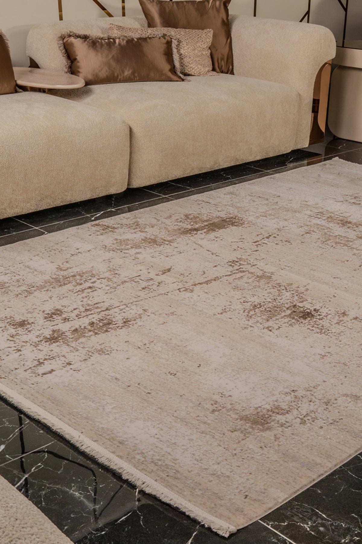 Zett ZE003 Bej Uzun Ömürlü Yumuşak Dokulu Salon Mutfak Koridor Oturma Odası Yolluk Halı