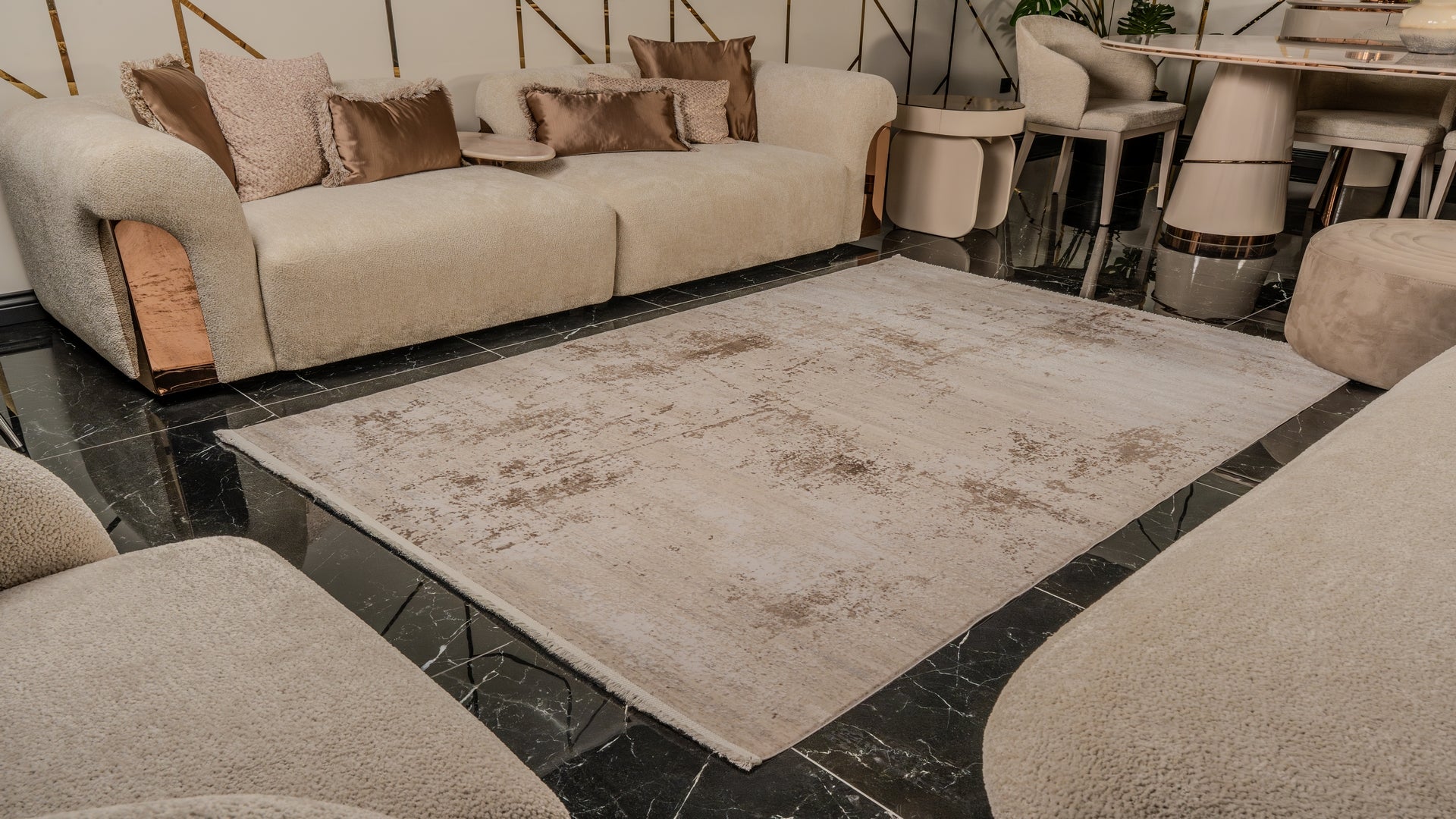 Zett ZE003 Bej Uzun Ömürlü Yumuşak Dokulu Salon Mutfak Koridor Oturma Odası Yolluk Halı