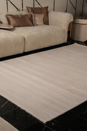 Zett ZE013 White Durable Soft Textured Living Room Kitchen Hallway Sitting Room Runner Rug