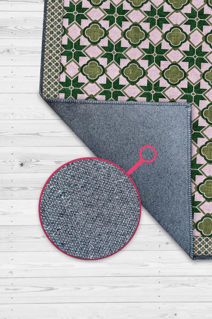 Zümrüt Geometrik Halı, Makinede Yıkanabilir Ritmik Desenli Halı, Oturma Odası Halısı